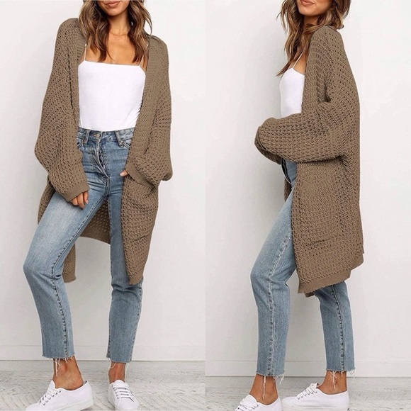 🍂NWT Batwing Sleeve Open Front Chunky Cable Knit Cardigan Sweater🍂 - Picture 1 of 7